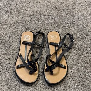 New Directions Black Strappy Sandals